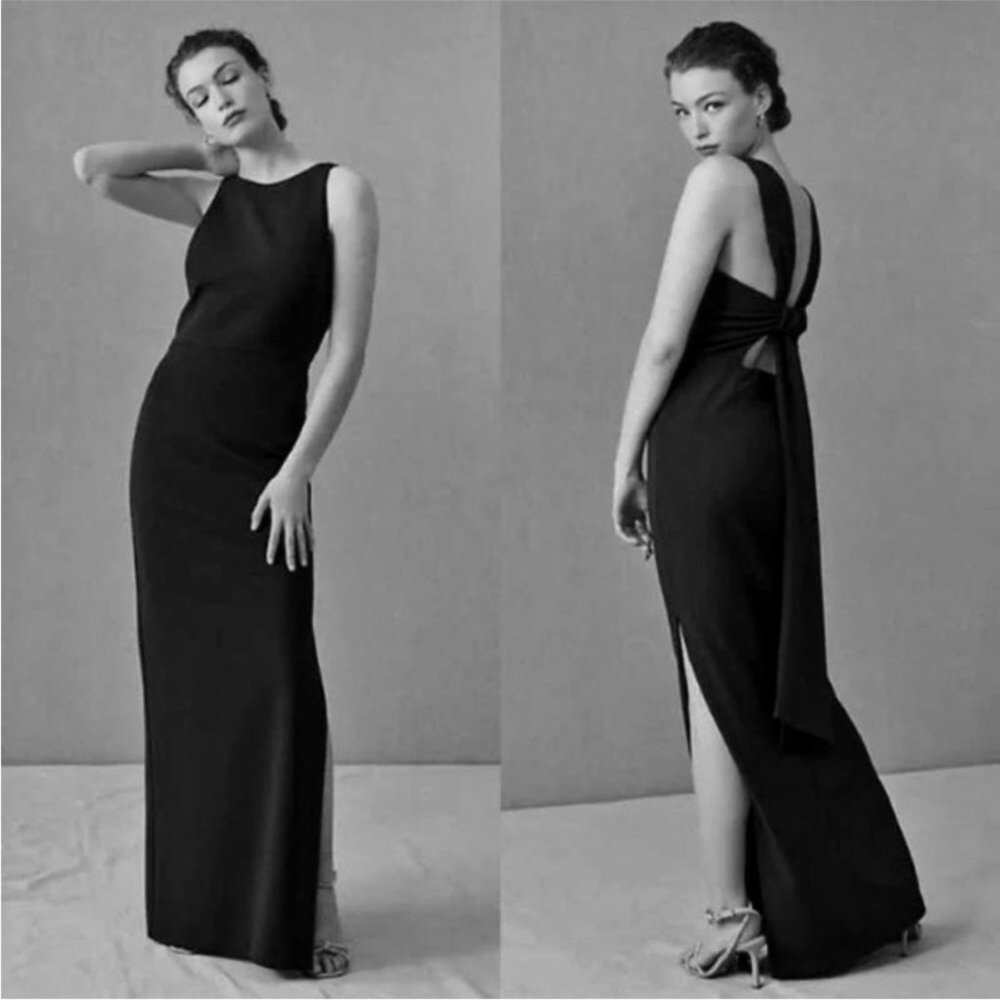 BHLDN London Crepe Tie Back Maxi Dress (6) in Black